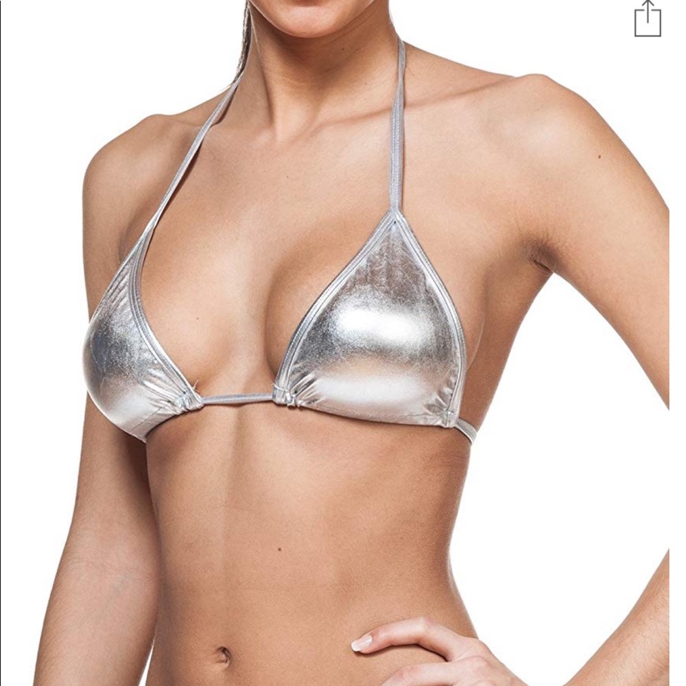 Metallic silver bikini top